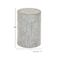 14 in. Light Blue Cylinder Wood Handmade End Table by Litton Lane -Outlet Litton Lane Store light blue litton lane end side tables 48983 76 1000