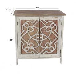 Light Brown 2 Door Geometric Cabinet with Carved Relief Overlay by Litton Lane -Outlet Litton Lane Store light brown litton lane accent cabinets 84336 c3 1000