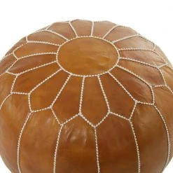 18 in. Light Brown Leather Bohemian Pouf by Litton Lane -Outlet Litton Lane Store light brown litton lane bar stools 042309 44 1000