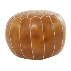 18 in. Light Brown Leather Bohemian Pouf by Litton Lane -Outlet Litton Lane Store light brown litton lane bar stools 042309 66 1000