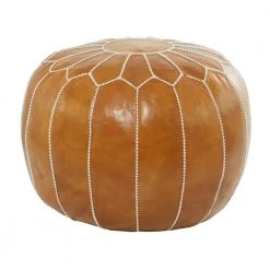 18 in. Light Brown Leather Bohemian Pouf by Litton Lane -Outlet Litton Lane Store light brown litton lane bar stools 042309 77 1000