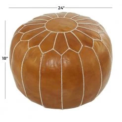 18 in. Light Brown Leather Bohemian Pouf by Litton Lane -Outlet Litton Lane Store light brown litton lane bar stools 042309 c3 1000