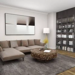 48 in. Brown Medium Round Driftwood Handmade Collage and Pedestal Base Coffee Table with Tempered Glass Top by Litton Lane -Outlet Litton Lane Store light brown litton lane coffee tables 64032 44 1000