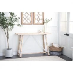 47.13 in. x 30 in. Light Brown Rectangle Farmhouse Wood Console Table by Litton Lane -Outlet Litton Lane Store light brown litton lane console tables 63629 31 1000