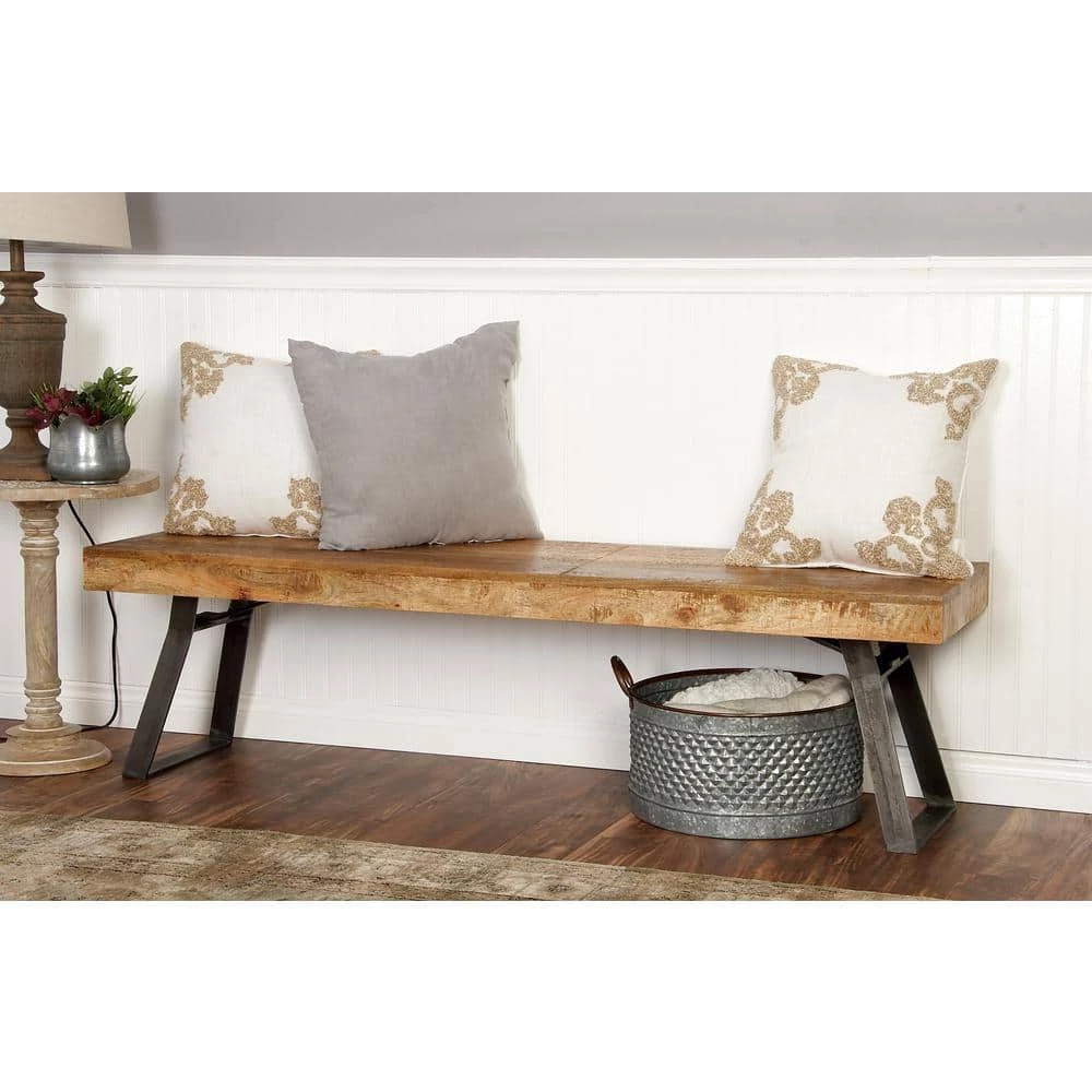 Light Brown Industrial Bench 18 in. x 63 in. x 16 in. by Litton Lane 12 Light Brown Industrial Bench 18 in. x 63 in. x 16 in. by Litton Lane - Image 10