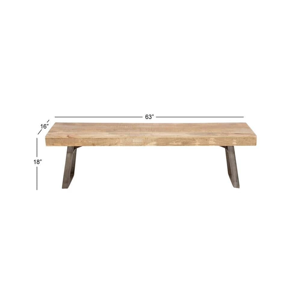 Light Brown Industrial Bench 18 in. x 63 in. x 16 in. by Litton Lane 11 Light Brown Industrial Bench 18 in. x 63 in. x 16 in. by Litton Lane - Image 9
