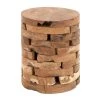 14 in. Light Brown Cylinder Wood Handmade Live Edge End Table with Brick Inspired Design by Litton Lane -Outlet Litton Lane Store light brown litton lane end side tables 38410 64 1000