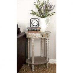 15 in. Light Brown Oval Wood 1 Drawer and 1 Shelf End Table by Litton Lane -Outlet Litton Lane Store light brown litton lane end side tables 96290 31 1000
