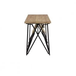 44 in. Light Brown Rectangle Metal Industrial Dining Table by Litton Lane -Outlet Litton Lane Store light brown litton lane kitchen dining tables 43668 44 1000