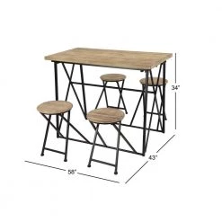 44 in. Light Brown Rectangle Metal Industrial Dining Table by Litton Lane -Outlet Litton Lane Store light brown litton lane kitchen dining tables 43668 76 1000