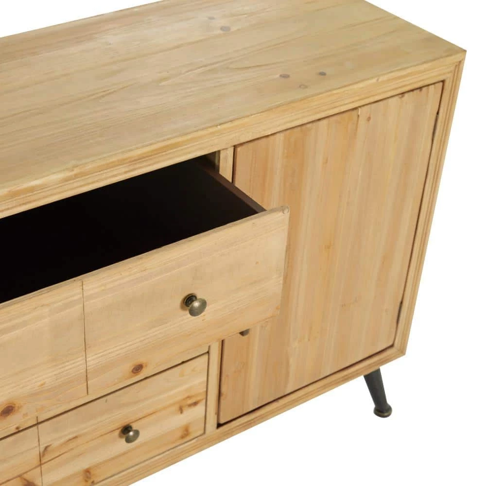 Light Brown Wood Modern Buffet with 6-Drawers by Litton Lane 10 Light Brown Wood Modern Buffet with 6-Drawers by Litton Lane - Image 8