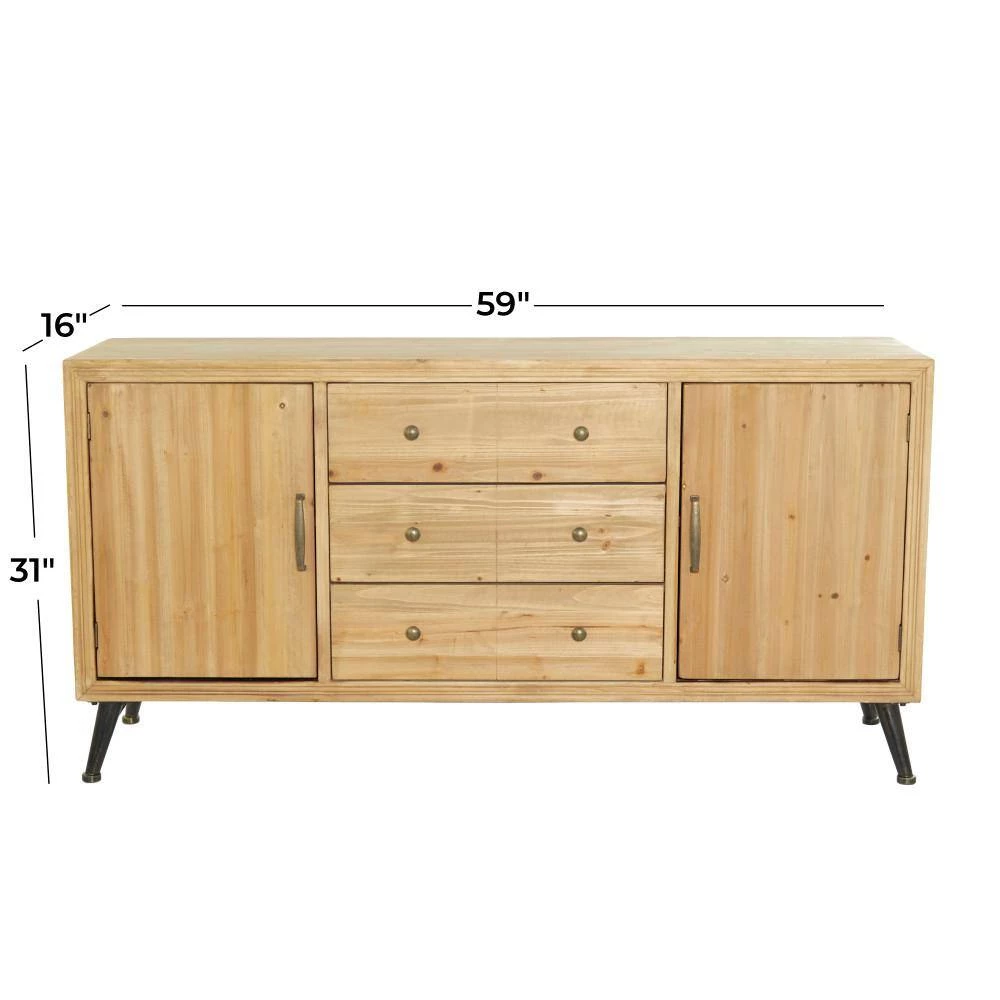 Light Brown Wood Modern Buffet with 6-Drawers by Litton Lane 13 Light Brown Wood Modern Buffet with 6-Drawers by Litton Lane - Image 11