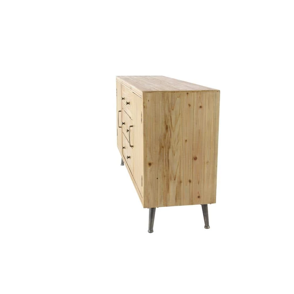 Light Brown Wood Modern Buffet with 6-Drawers by Litton Lane 4 Light Brown Wood Modern Buffet with 6-Drawers by Litton Lane - Image 2