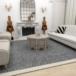 33 in. Light Gray Octagon Wood Handmade Intricately Carved Floral Coffee Table with Hollow Interior by Litton Lane -Outlet Litton Lane Store light grey litton lane coffee tables 22335 d4 1000