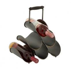 6 Bottle Black Wood Wine Holder by Litton Lane