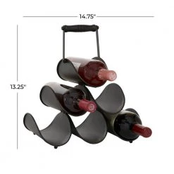 6 Bottle Black Wood Wine Holder by Litton Lane -Outlet Litton Lane Store litton lane wine racks 16406 76 1000