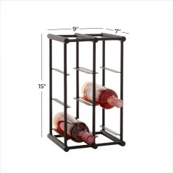 6 Bottle Black Industrial Metal Wine Rack by Litton Lane -Outlet Litton Lane Store litton lane wine racks 16590 76 1000