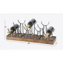 7 Bottle Brown Metal Wine Holder by Litton Lane -Outlet Litton Lane Store litton lane wine racks 22644 76 1000