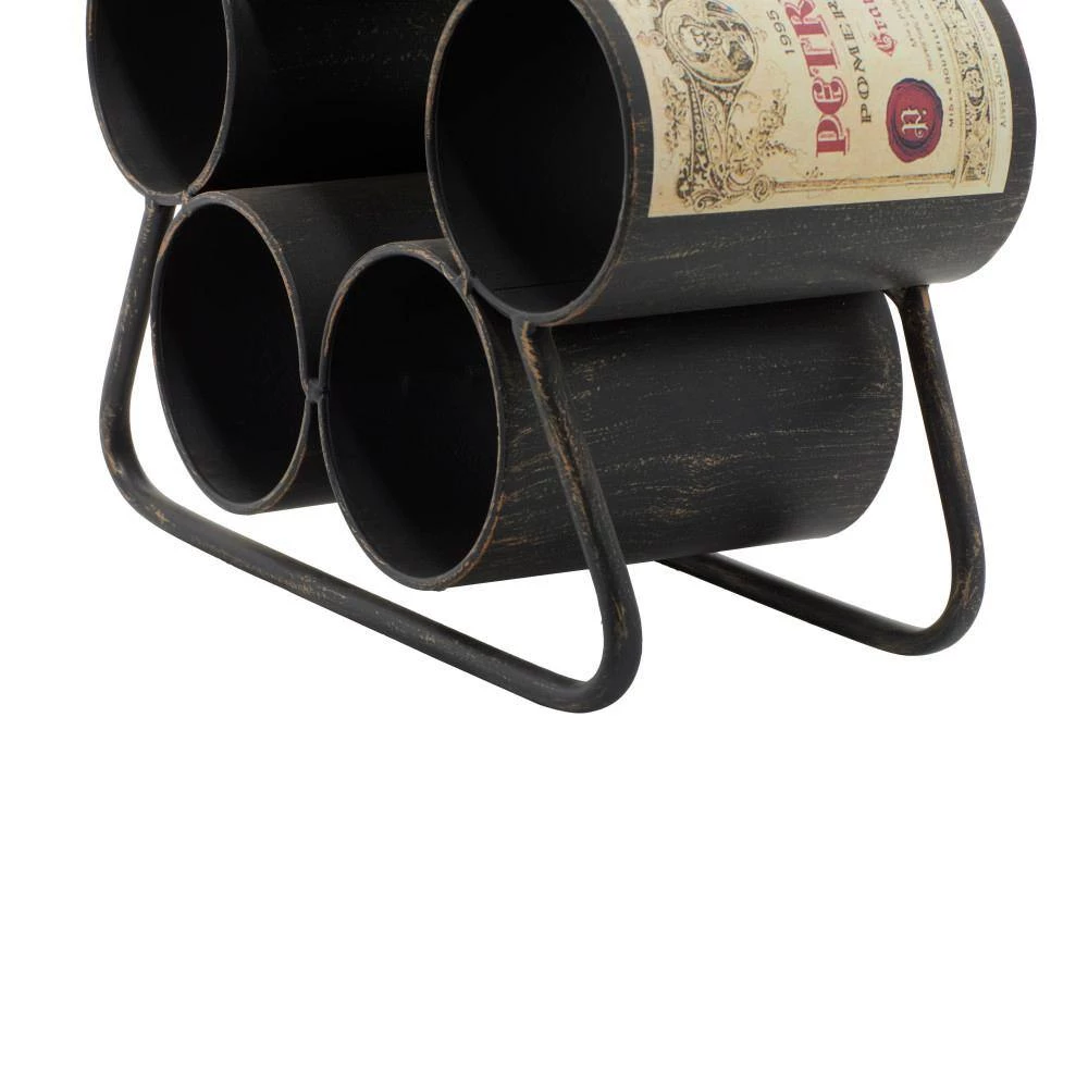 6 Bottle Black Metal Wine Holder by Litton Lane 5 6 Bottle Black Metal Wine Holder by Litton Lane - Image 3
