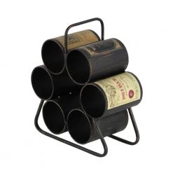 6 Bottle Black Metal Wine Holder by Litton Lane 15 6 Bottle Black Metal Wine Holder by Litton Lane -Outlet Litton Lane Store litton lane wine racks 34885 1f 1000