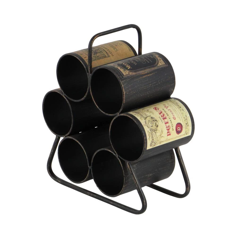 6 Bottle Black Metal Wine Holder by Litton Lane 7 6 Bottle Black Metal Wine Holder by Litton Lane - Image 5