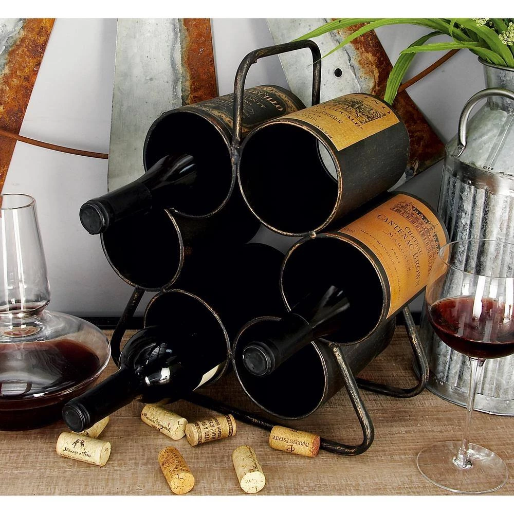 6 Bottle Black Metal Wine Holder by Litton Lane 11 6 Bottle Black Metal Wine Holder by Litton Lane - Image 9