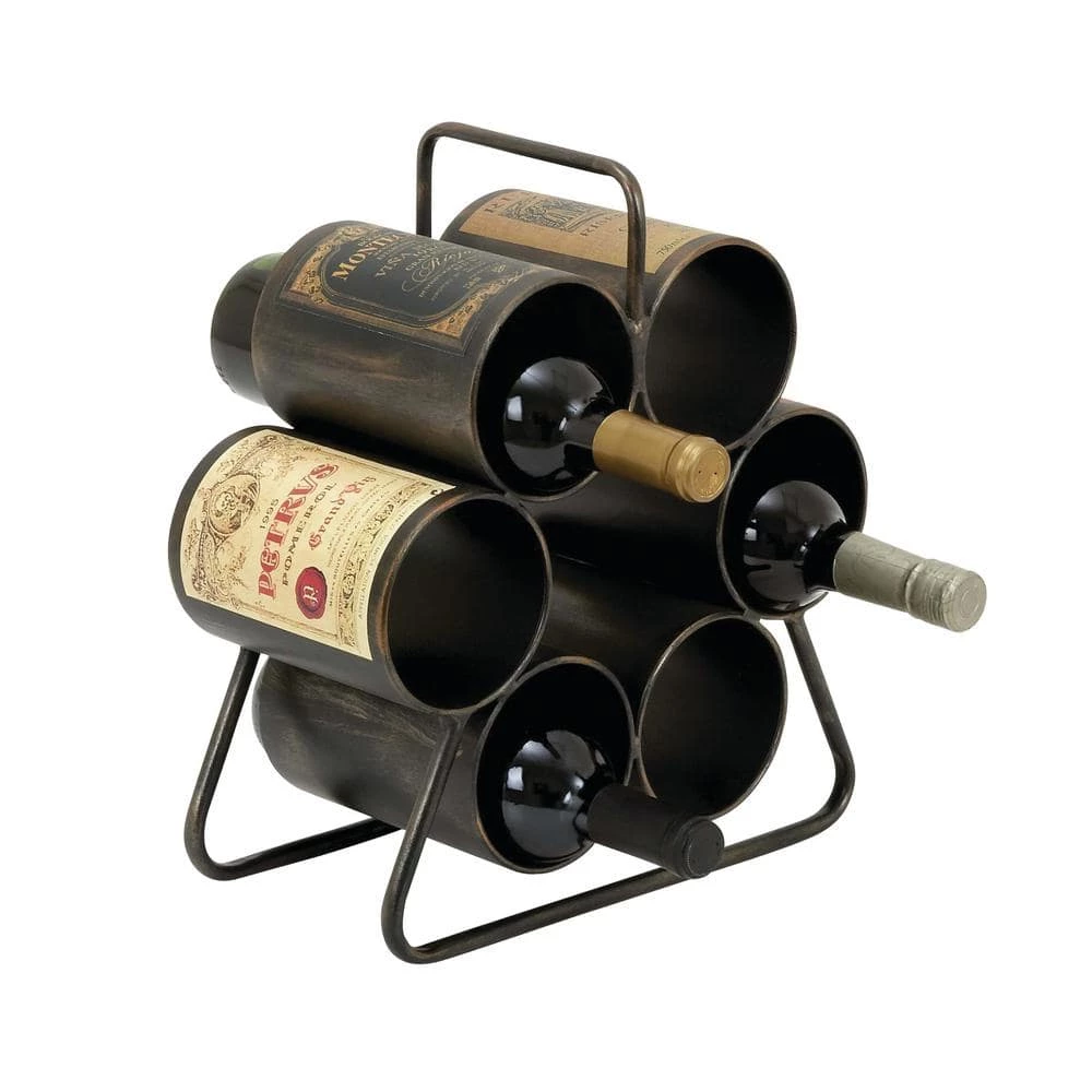 6 Bottle Black Metal Wine Holder by Litton Lane 3 6 Bottle Black Metal Wine Holder by Litton Lane