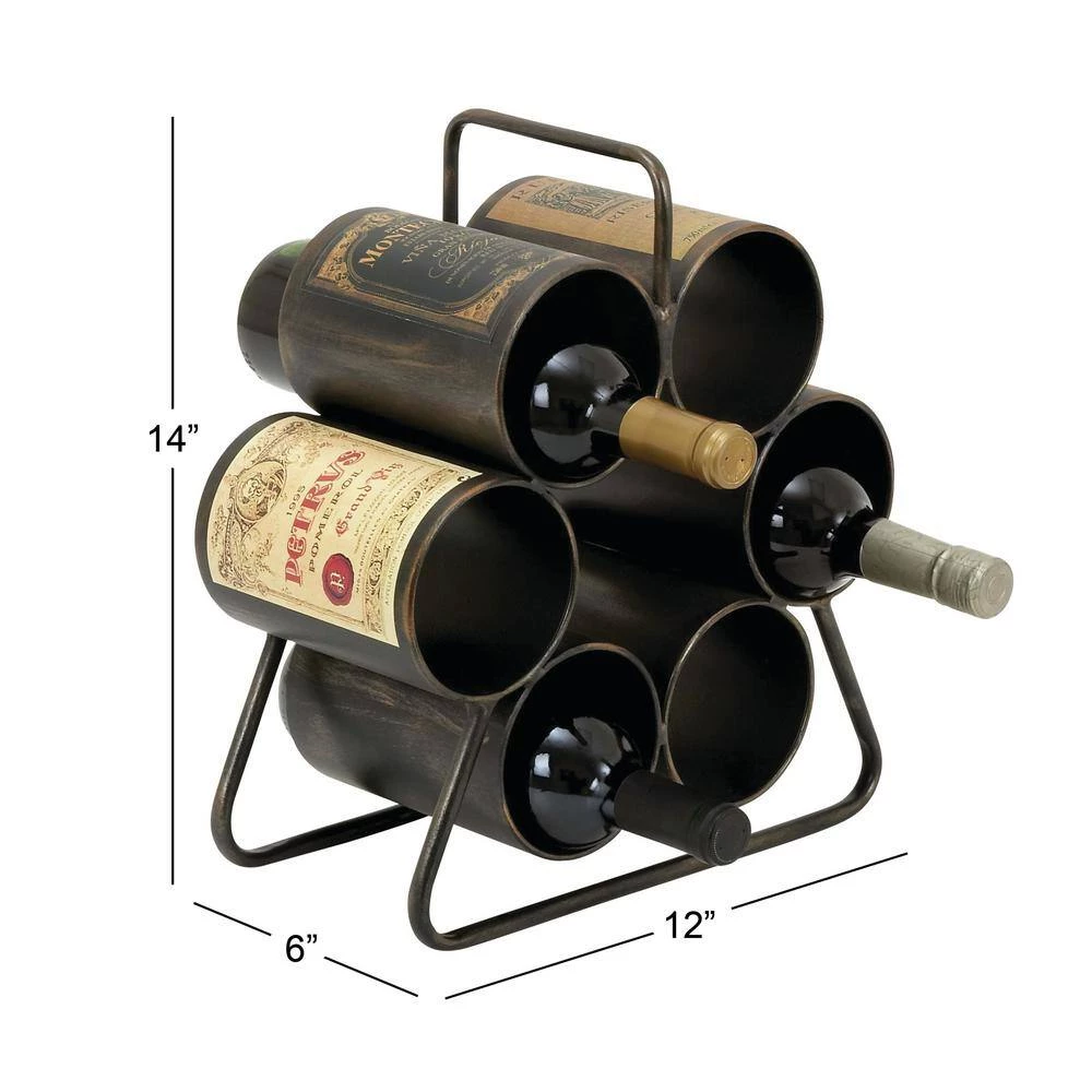 6 Bottle Black Metal Wine Holder by Litton Lane 10 6 Bottle Black Metal Wine Holder by Litton Lane - Image 8