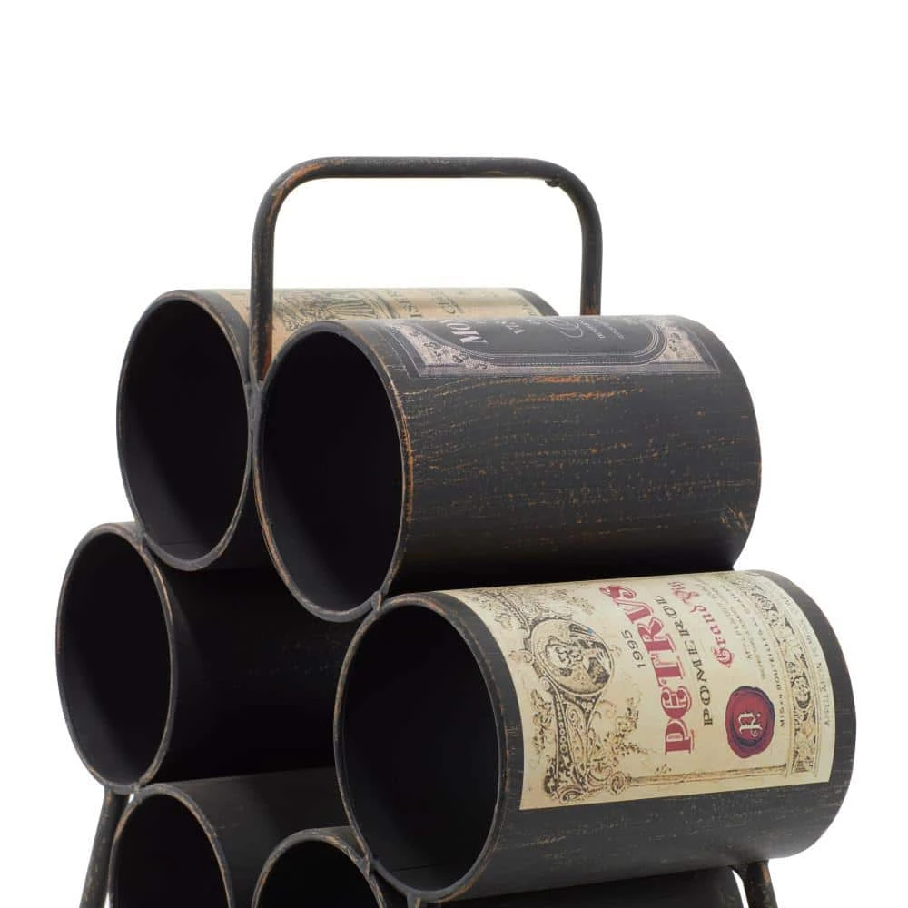 6 Bottle Black Metal Wine Holder by Litton Lane 4 6 Bottle Black Metal Wine Holder by Litton Lane - Image 2