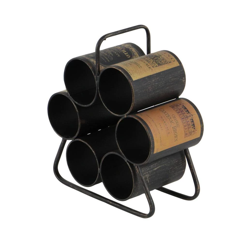 6 Bottle Black Metal Wine Holder by Litton Lane 9 6 Bottle Black Metal Wine Holder by Litton Lane - Image 7