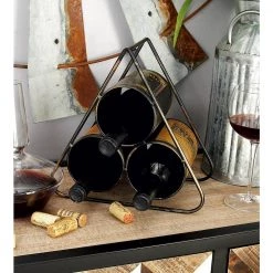 3 Bottle Black Wood Wine Holder by Litton Lane -Outlet Litton Lane Store litton lane wine racks 34925 31 1000