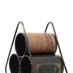 3 Bottle Black Wood Wine Holder by Litton Lane -Outlet Litton Lane Store litton lane wine racks 34925 44 1000
