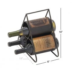 3 Bottle Black Wood Wine Holder by Litton Lane -Outlet Litton Lane Store litton lane wine racks 34925 76 1000