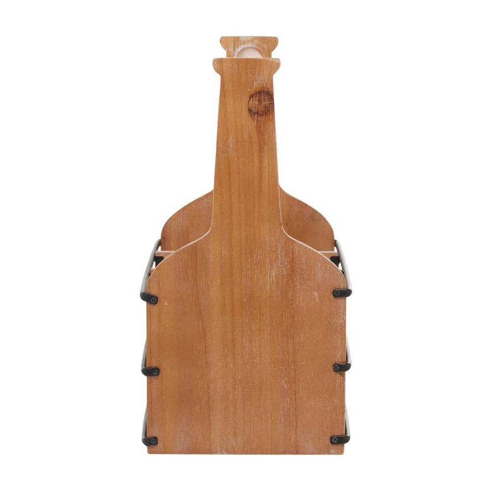 6 Bottle Brown Farmhouse Wood Wine Rack by Litton Lane 5 6 Bottle Brown Farmhouse Wood Wine Rack by Litton Lane - Image 3