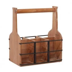 6 Bottle Brown Farmhouse Wood Wine Rack by Litton Lane