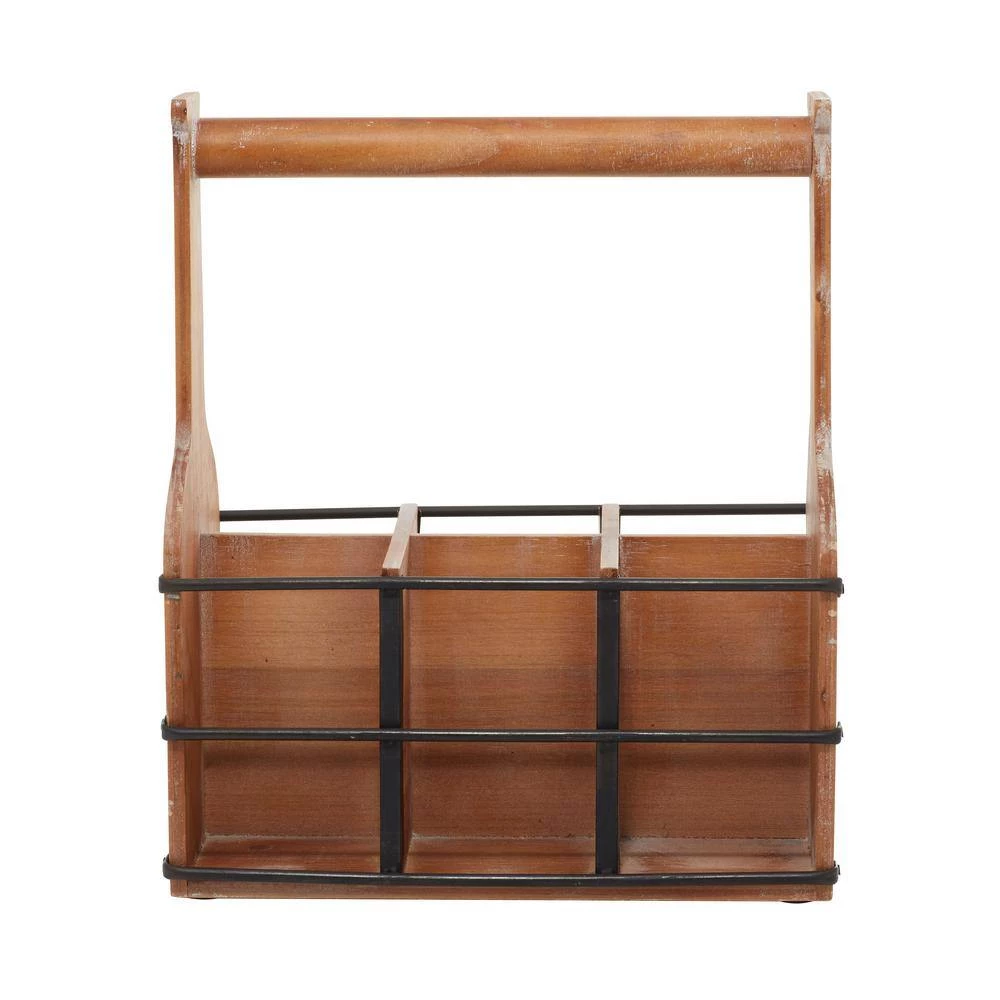 6 Bottle Brown Farmhouse Wood Wine Rack by Litton Lane 4 6 Bottle Brown Farmhouse Wood Wine Rack by Litton Lane - Image 2