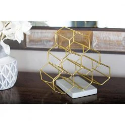 6 Bottle Gold Marble Wine Holder by Litton Lane -Outlet Litton Lane Store litton lane wine racks 46734 31 1000