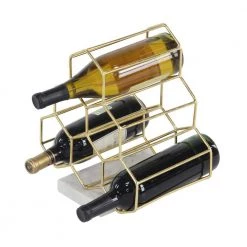 6 Bottle Gold Marble Wine Holder by Litton Lane -Outlet Litton Lane Store litton lane wine racks 46734 c3 1000