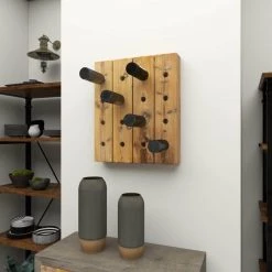 16 Bottle Brown Wood Wine Holder by Litton Lane -Outlet Litton Lane Store litton lane wine racks 55414 1f 1000