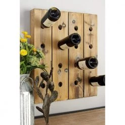 16 Bottle Brown Wood Wine Holder by Litton Lane -Outlet Litton Lane Store litton lane wine racks 55414 31 1000