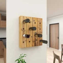 16 Bottle Brown Wood Wine Holder by Litton Lane -Outlet Litton Lane Store litton lane wine racks 55414 4f 1000