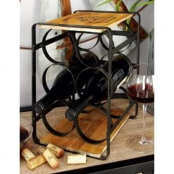 6 Bottle Black Metal Wine Holder by Litton Lane -Outlet Litton Lane Store litton lane wine racks 56173 31 1000