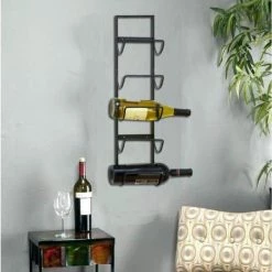 5 Bottle Black Metal Wine Holder by Litton Lane -Outlet Litton Lane Store litton lane wine racks 63329 4f 1000