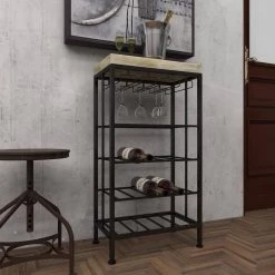 15 Bottle Black Metal Wine Rack by Litton Lane -Outlet Litton Lane Store litton lane wine racks 74847 4f 1000