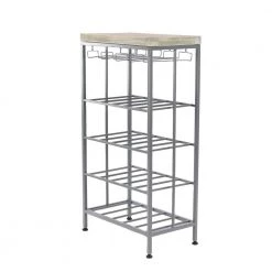 20-Bottle Gray 4-Tier Wine Shelf with Stemware Rack by Litton Lane -Outlet Litton Lane Store litton lane wine racks 74848 1f 1000