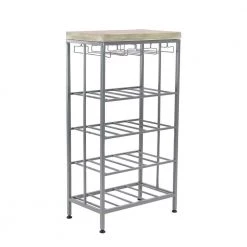 20-Bottle Gray 4-Tier Wine Shelf with Stemware Rack by Litton Lane -Outlet Litton Lane Store litton lane wine racks 74848 c3 1000