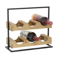 6-Bottle Brown Farmhouse Wood Wine Holder by Litton Lane