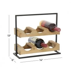 6-Bottle Brown Farmhouse Wood Wine Holder by Litton Lane -Outlet Litton Lane Store litton lane wine racks 77897 76 1000