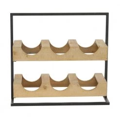 6-Bottle Brown Farmhouse Wood Wine Holder by Litton Lane -Outlet Litton Lane Store litton lane wine racks 77897 c3 1000