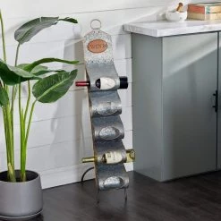 5-Bottle Grey Contemporary Metal Standing Wine Rack by Litton Lane -Outlet Litton Lane Store litton lane wine racks 77900 31 1000